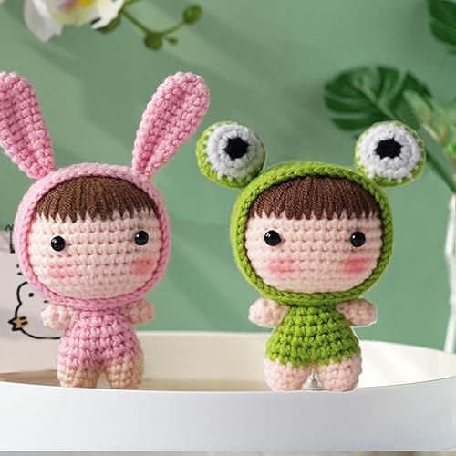 Youthlife Kit de ganchillo para principiantes, lindo conejo y rana, kit de ganchillo para adultos y niños con tutoriales en video paso a paso