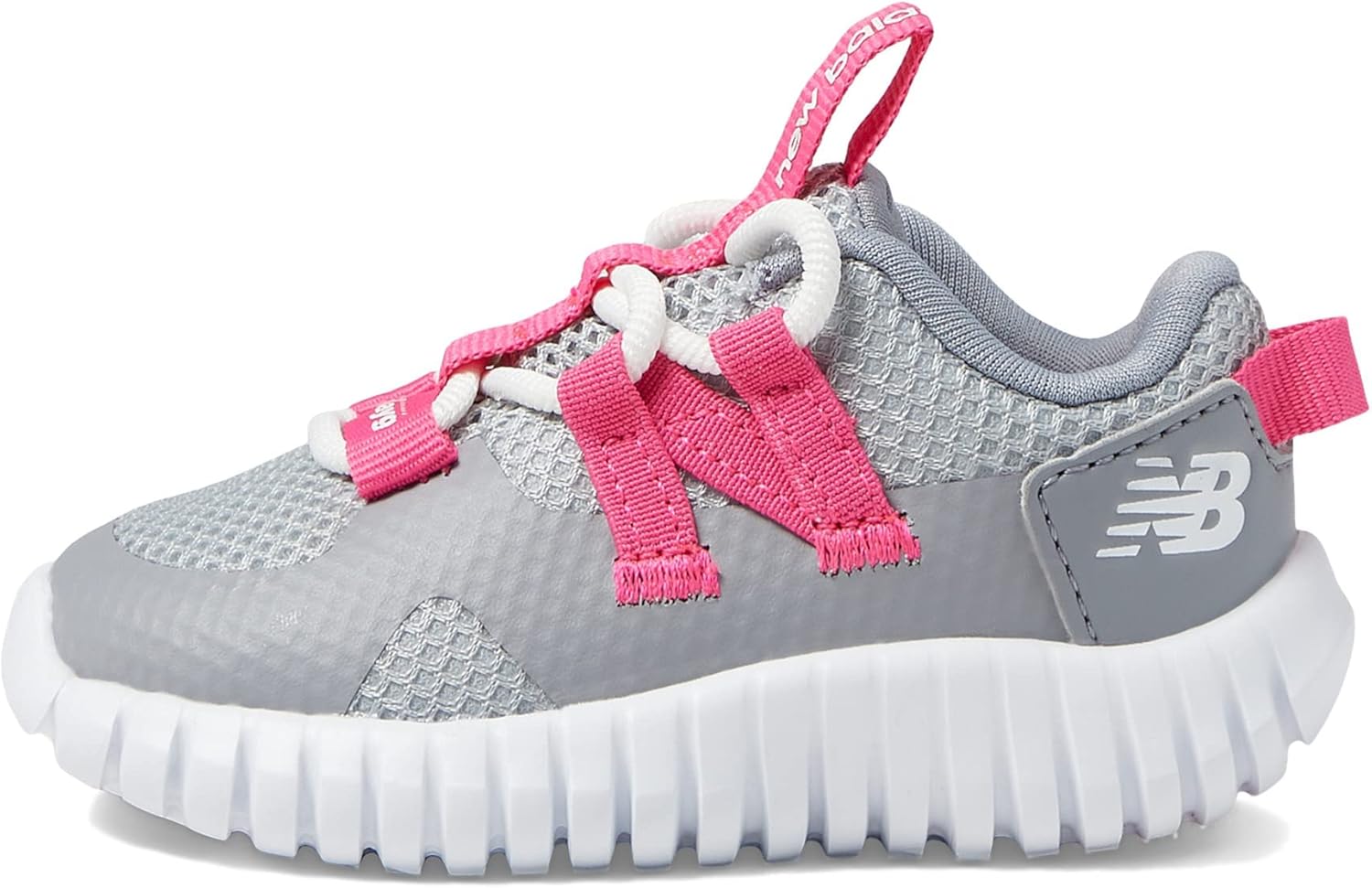 New Balance Girls PLAYGRUV V2 Bungee Sneaker, Steel/Hi-Pink, 1 Little Kid