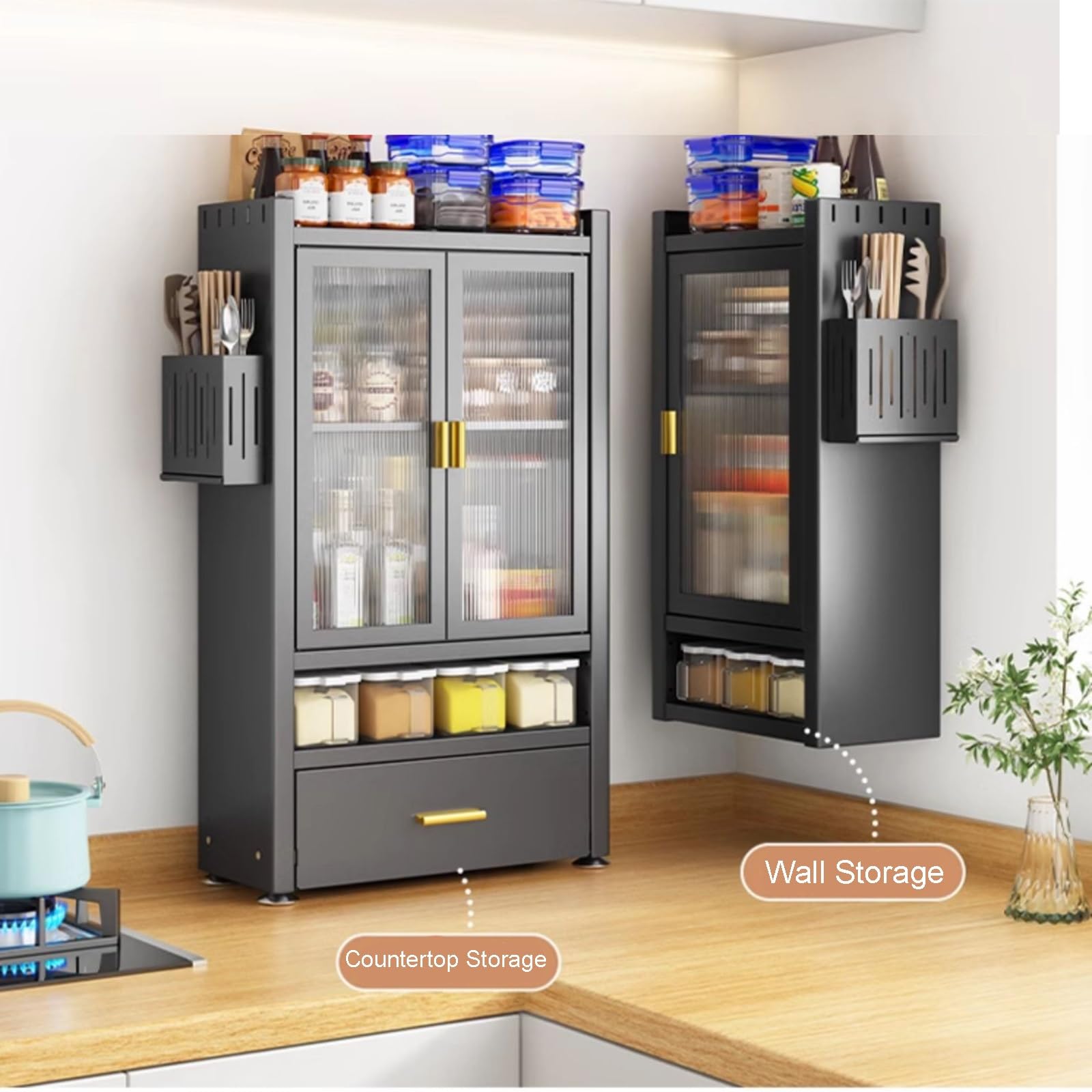 キッチンラック MSB-30S(AIV/SWH) キッチンラック YAMAZEN(山善) Aブラウン(木目