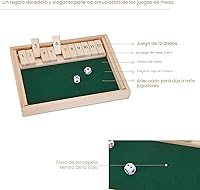 Vista 5 de Bits and Pieces - Juego de mesa grande Shut The Box - Juego de mesa 3 en 1 - Juego de mesa de 12 dados - Caja de juego de mesa de pub de madera - 2
