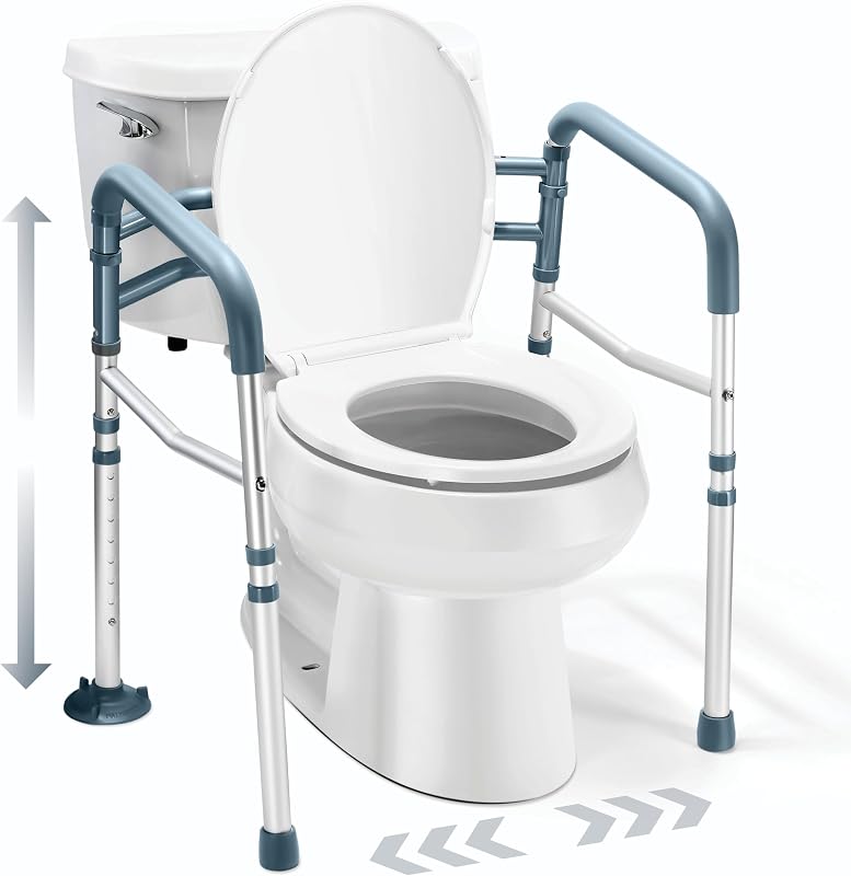 Toilet Safety Rail - Adjustable Detachable Toilet Safety Frame with Handles Heavy-Duty Toilet Safety Rails Stand Alone - Toilet Safety Rails for Elderly, Handicapped - Fits Most Toilets