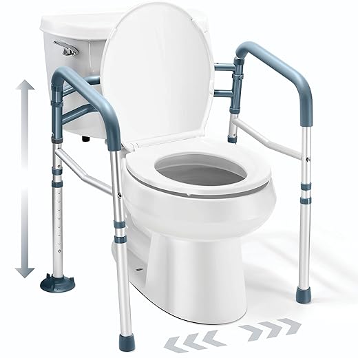 Medical king Toilet Safety Rail - Adjustable Detachable Toilet Safety Frame with Handles Heavy-Duty Toilet Safety Rails Stand Alone - Toilet Safety Rails for Elderly, Handicapped - Fits Most Toilets