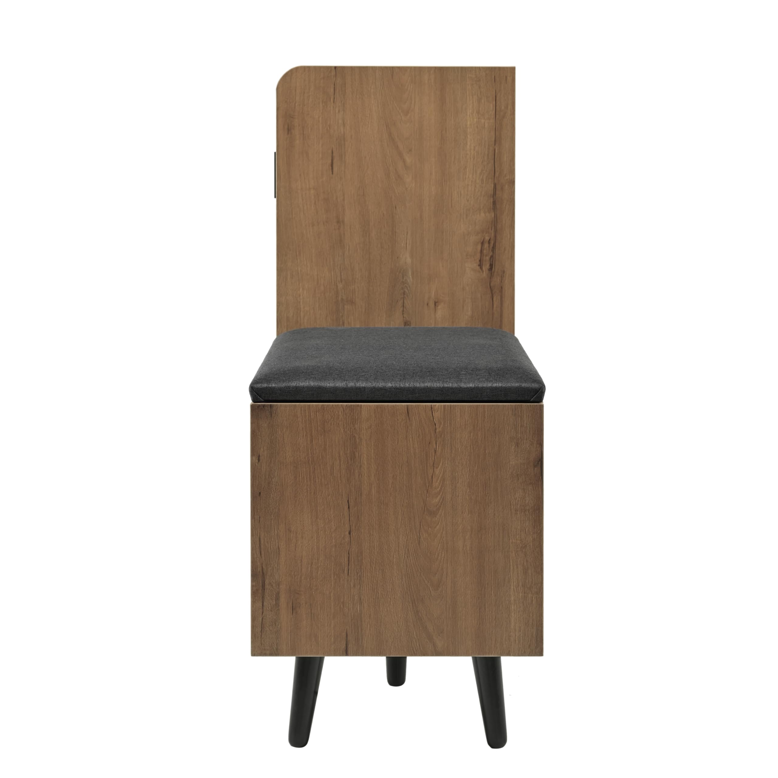 Zapatero moderno, equipado con cuatro puertas de almacenamiento, asas de metal asimétricas, ancho 120/D34/alto 82,8 cm (natural, B120/D34/H82,8 cm)