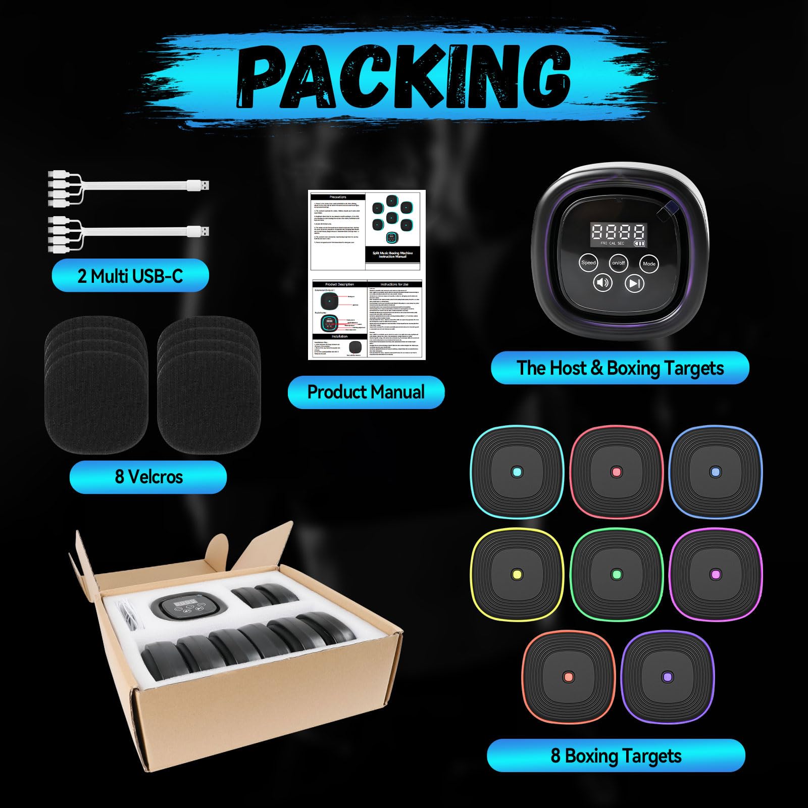 Sports Reaction Agility Lights Training Kit, Reaktionstraining Lichter mit Touchscreen-Steuerung, 8 Lampen 10 Modi, zur Verbesserung von Geschwindigkeit, Agilität und Reaktionsfähigkeit