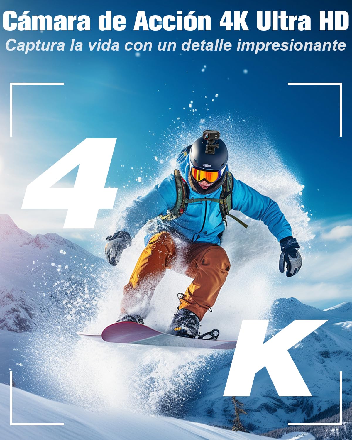 Camara Deportiva 4K, Mini Cámara de Acción WiFi, 140° Pequeña Videocámara de Casco Cámara Corporal Larga Duración con Varios Accesorios para Bici Moto Aire Libre
