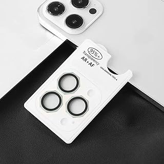 واقي عدسة الكاميرا متوافق مع ايفون 15 برو/ 15 برو ماكس، تصميم سداسي، زجاج مقوى والالمنيوم، شفاف بنسبة 95%، مضاد للخدش، شفاف عالي الدقة AR (فضي)