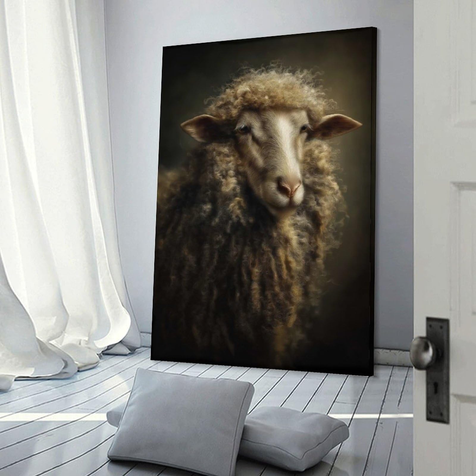 Junmoney Wall Picture Print Portrait of A Sheep(2), 08x12inch(20x30cm), for Entrance Walls, Hall Decor Or Foyers, A Neat Decor Update for Hallways