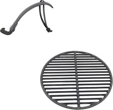Cast Iron Cooking Grids Grates with Grill Grate Lifter,Round Grill Grate for Medium Big Green Egg