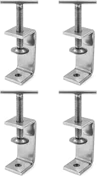 QWORK Lot 4 Serre-Joints C Acier Inox 304 - 65 Mm Ouverture, Pince C Robuste Pour Bois, Soudage, Bricolage