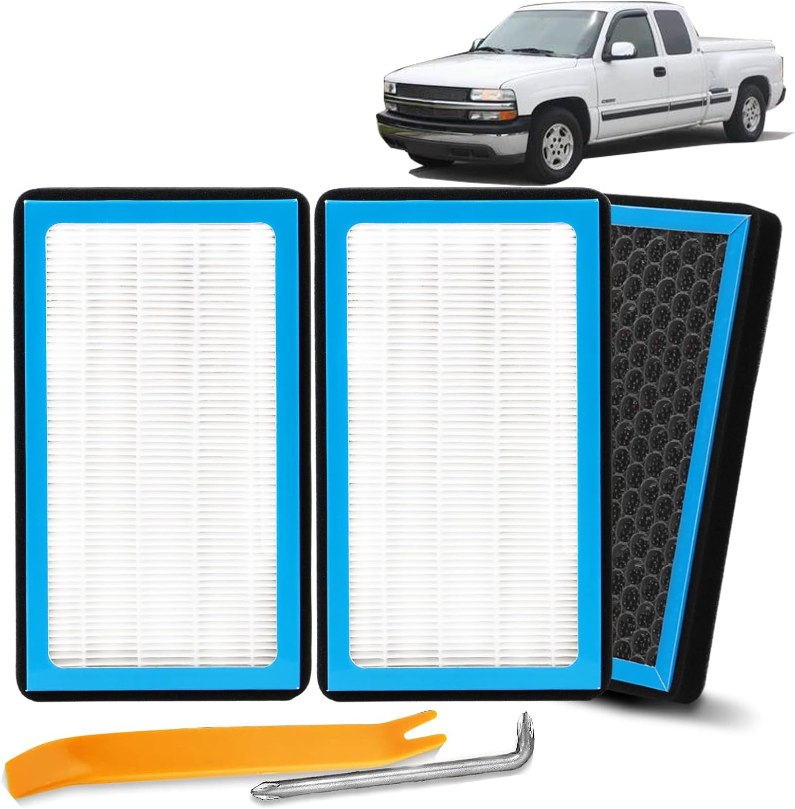 6001C Cabin Air Filter Compatible with Chevy Silverado 1500 Avalanche2500 Suburban 3500 Cadillac Escalade GMC Sierra Yukon Replaces Car Cabon Air Filters OEM CAF1707 Replacement