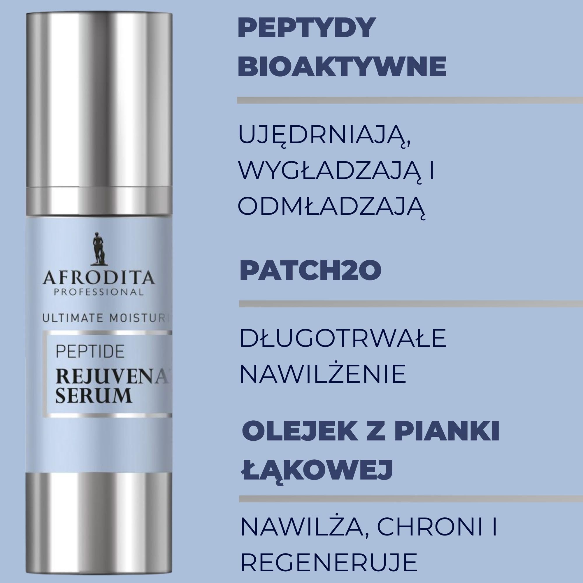 Afrodita Professional Perfect Code Peptyd serum odmładzające, intensywnie nawilżające, przeciwstarzeniowe serum do twarzy z bioaktywnymi peptydami i patchH2O, ujędrniająca pielęgnacja przeciw
