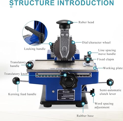 Miniatura 3 de Máquina de Estampado de Placa Metálica Semiautomática, Estampador en Relieve para Etiquetado, Impresora de Etiqueta de Perro (Rueda de Caracteres de