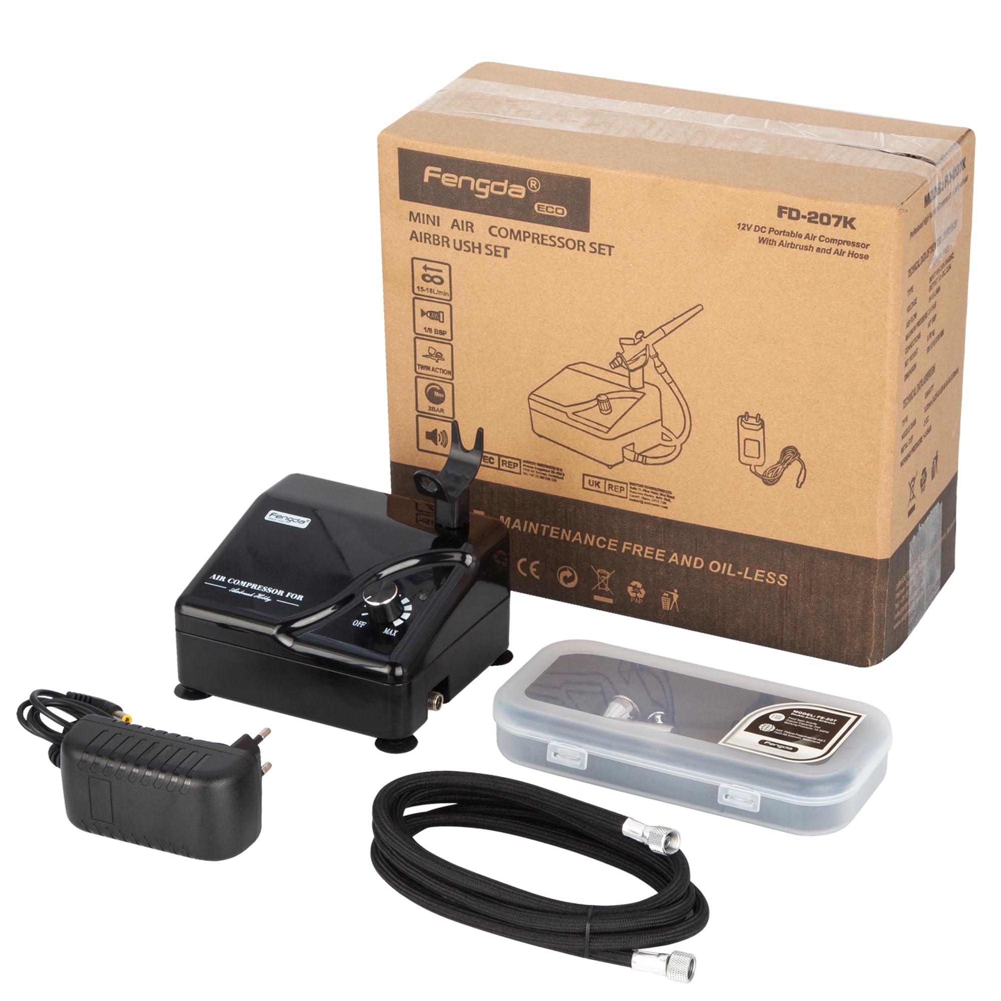 Fengda FD-207K Kit aerografo professionale con compressore intelligente