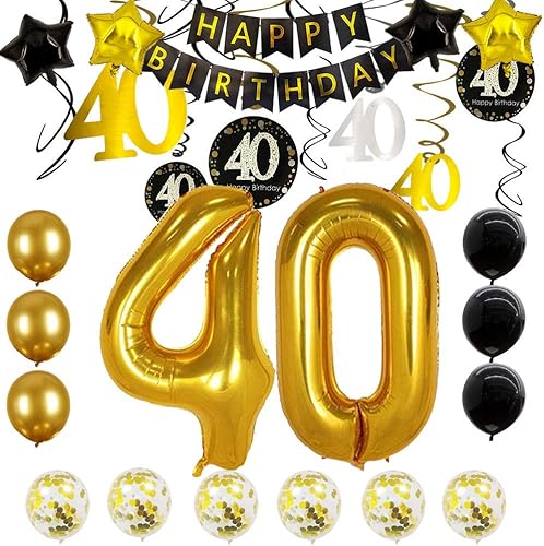 Miniatura 3 de NORTHERN BROTHERS Decoraciones de cumpleaños número 40 para hombres y mujeres, decoración de fiesta de cumpleaños de 40 años, globos sobre la