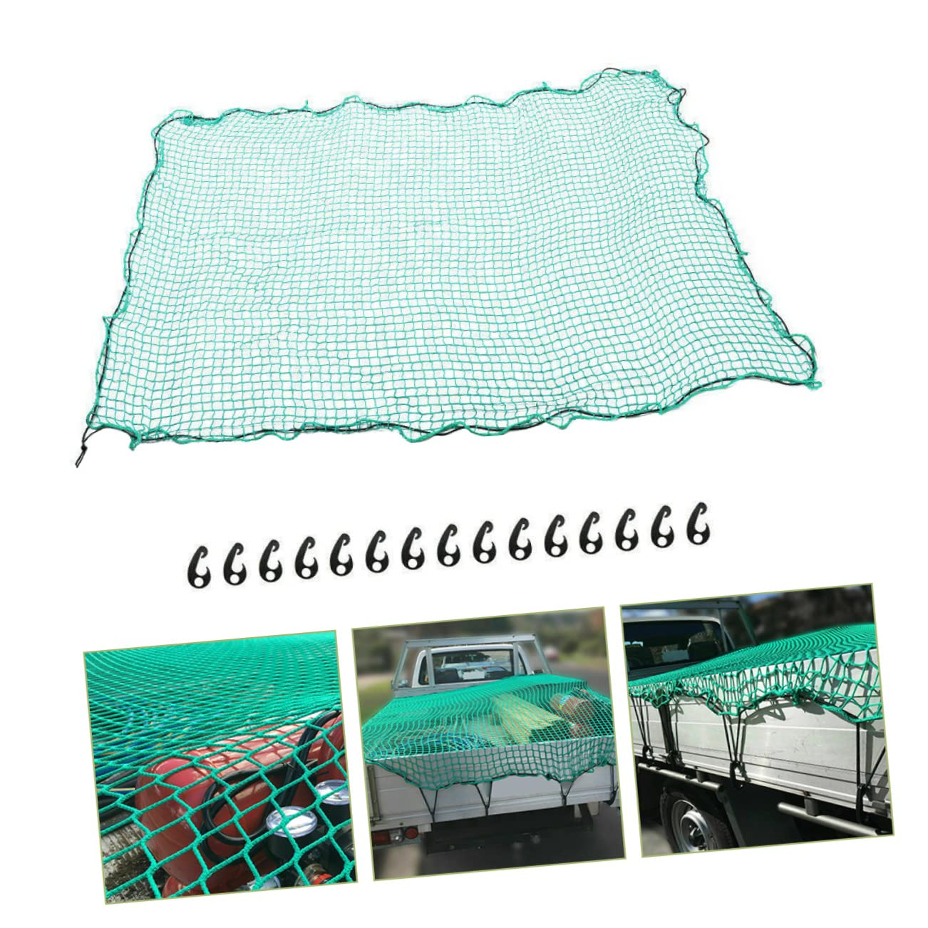 VALICLUD Rete di Carico per Camioncino e Rete Elastica in Nylon 2,5x3,5 m con Ganci 15 Pezzi, Copertura Estensibile per Cassone Pickup e Rimorchio, Protezione Anti-Caduta per Trasporto Sicuro