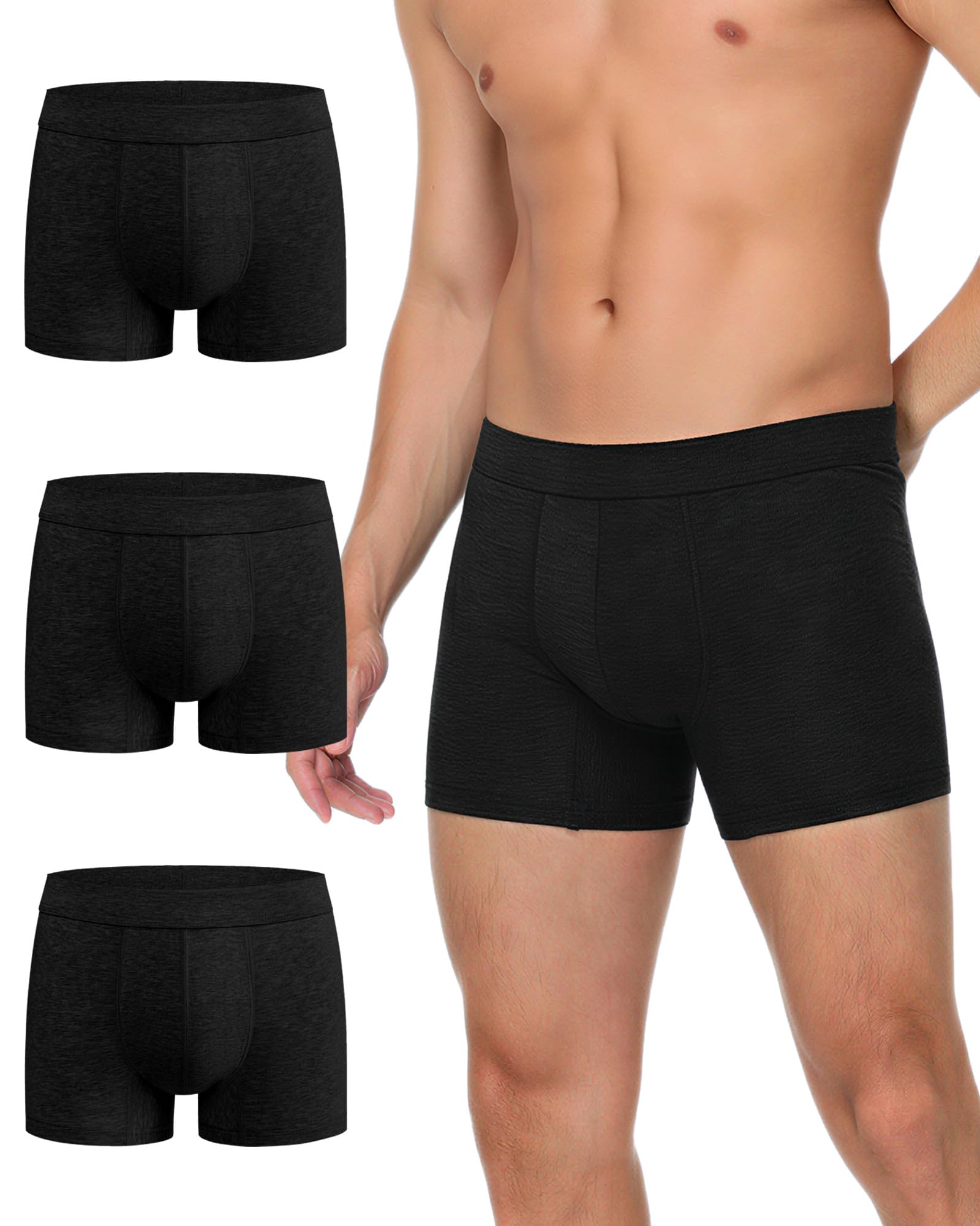 Battewa Mens Washable Incontinence Underwear, 50ml Light Bladder Leakage Protection, Discreet Leakproof Boxer Briefs, Reusable Cotton, Everyday