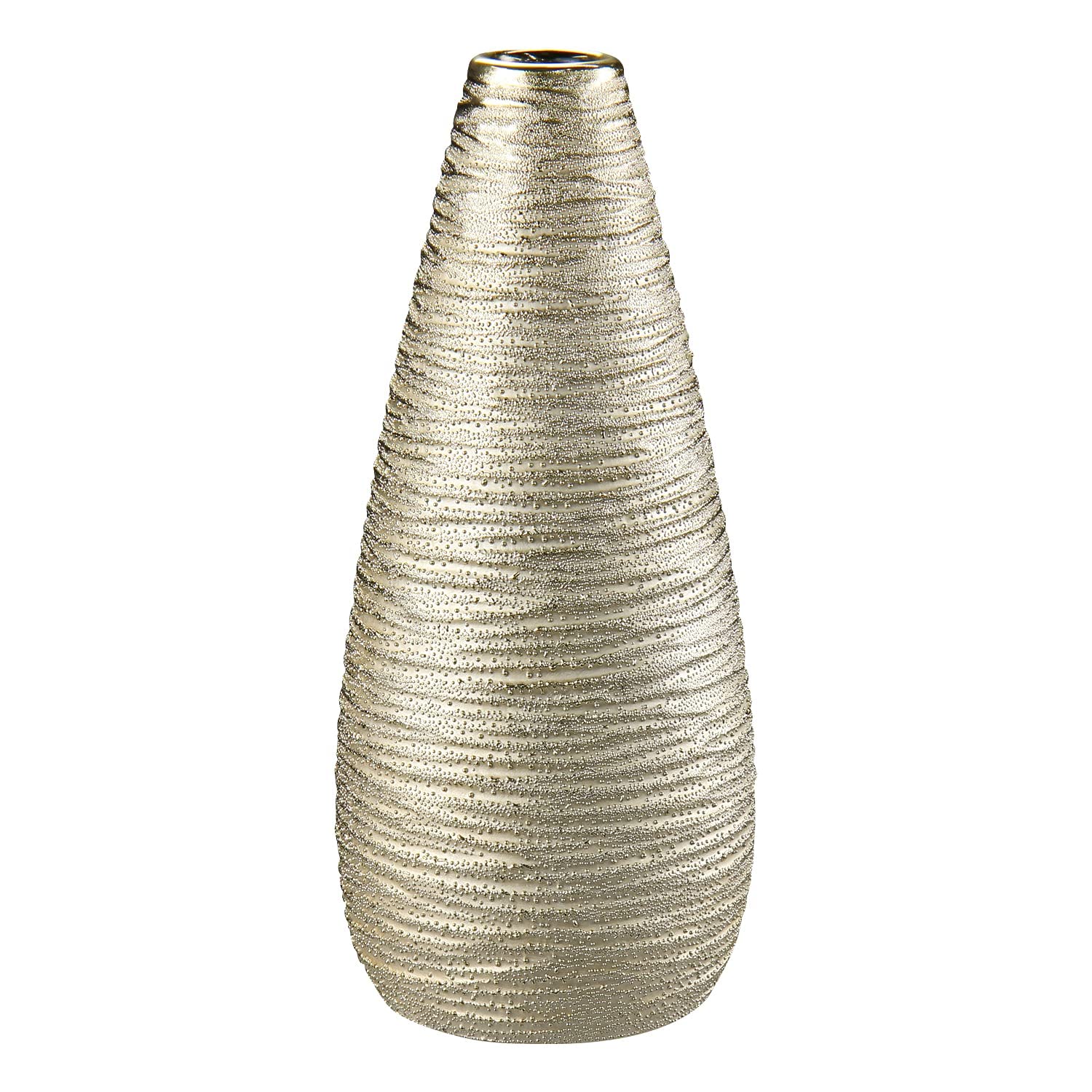Set di 3 Vaso Moderno in Ceramica Oro, vaso fiori Decorativi per la Domestica, vaso alto da interno con portacandele in ceramica, Alti 28 cm e 23 cm