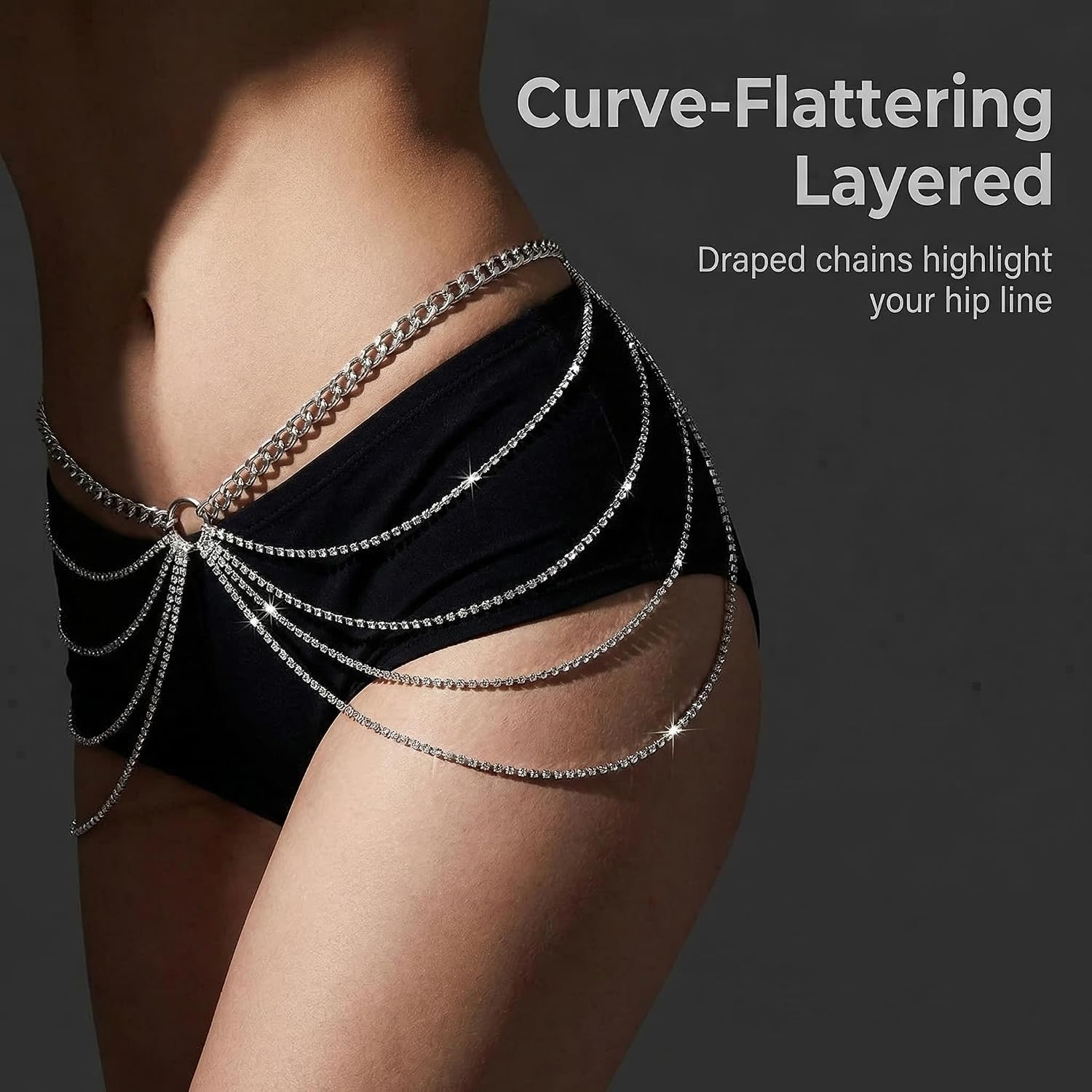 Silver Plated Waist Chain for Women Sexy Belly Belt Chains Beach Bikini Waist Beads Rhinestone Body Chains Fashion Summer Jewelry Accessories