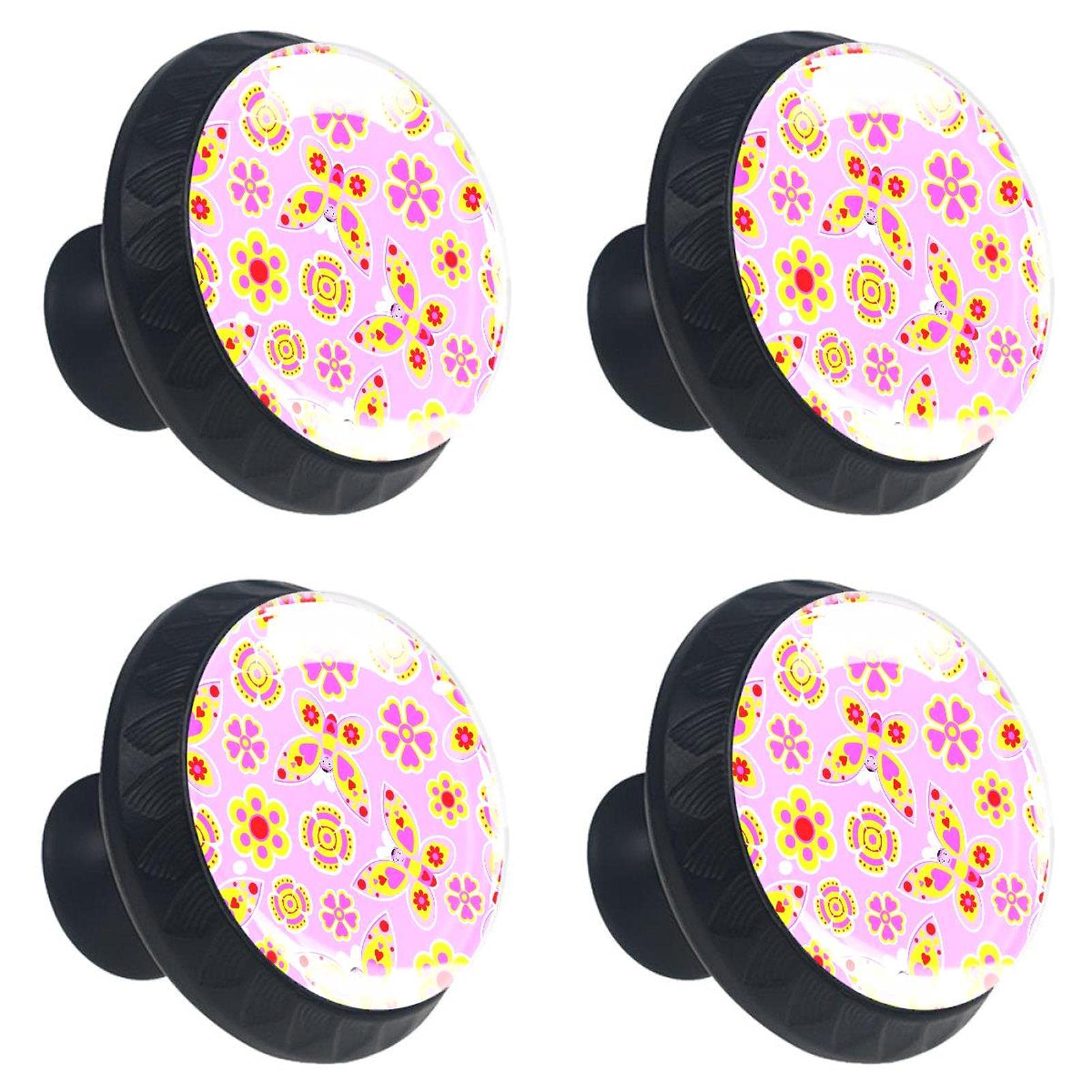 Bouton de meuble en verre rose et papillon pour sublimer la chambre d'enfant