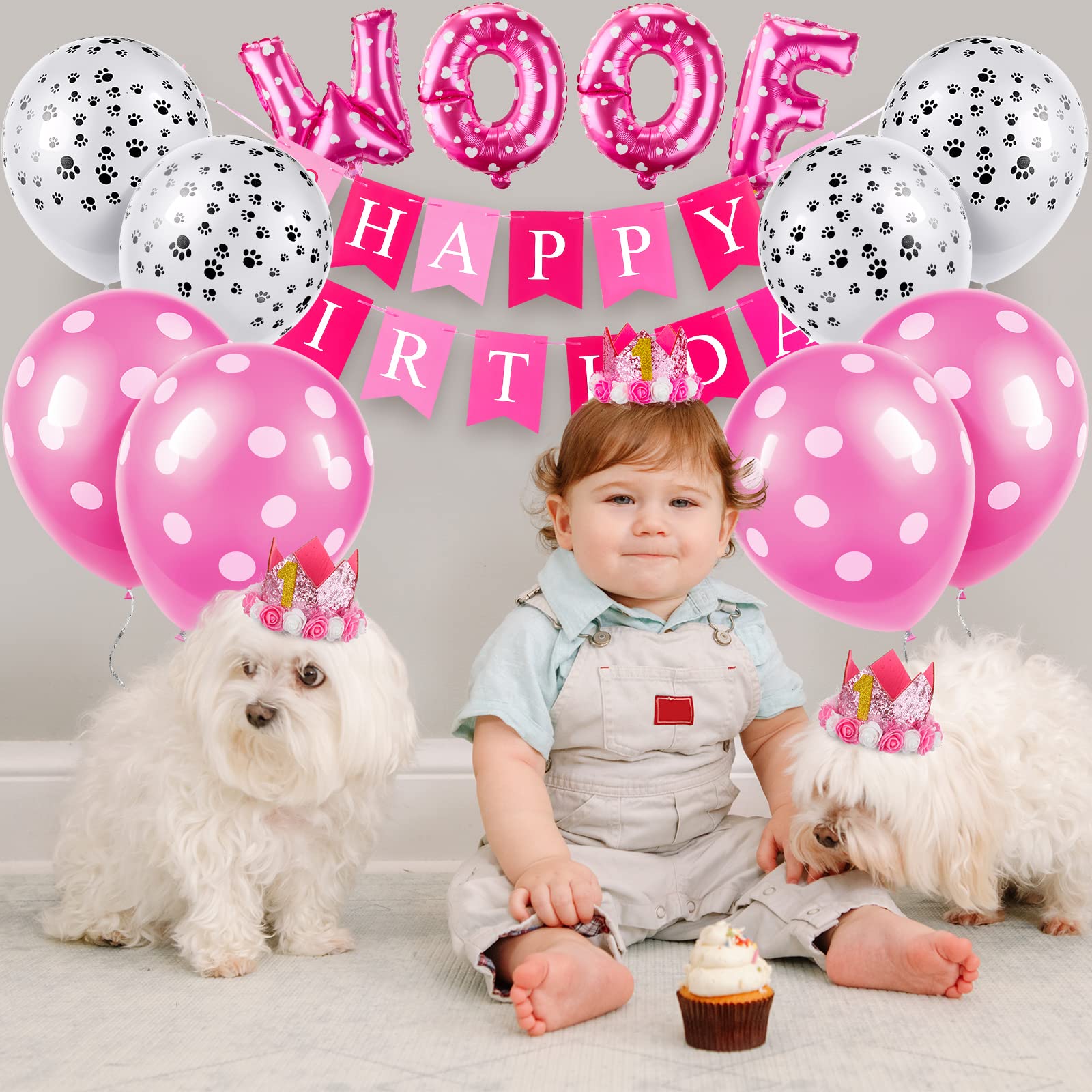 Hunde-Geburtstagsparty-Set – 13-teilig Mit Tutu-Rock, Krone, Banner & Luftballons (rosa)