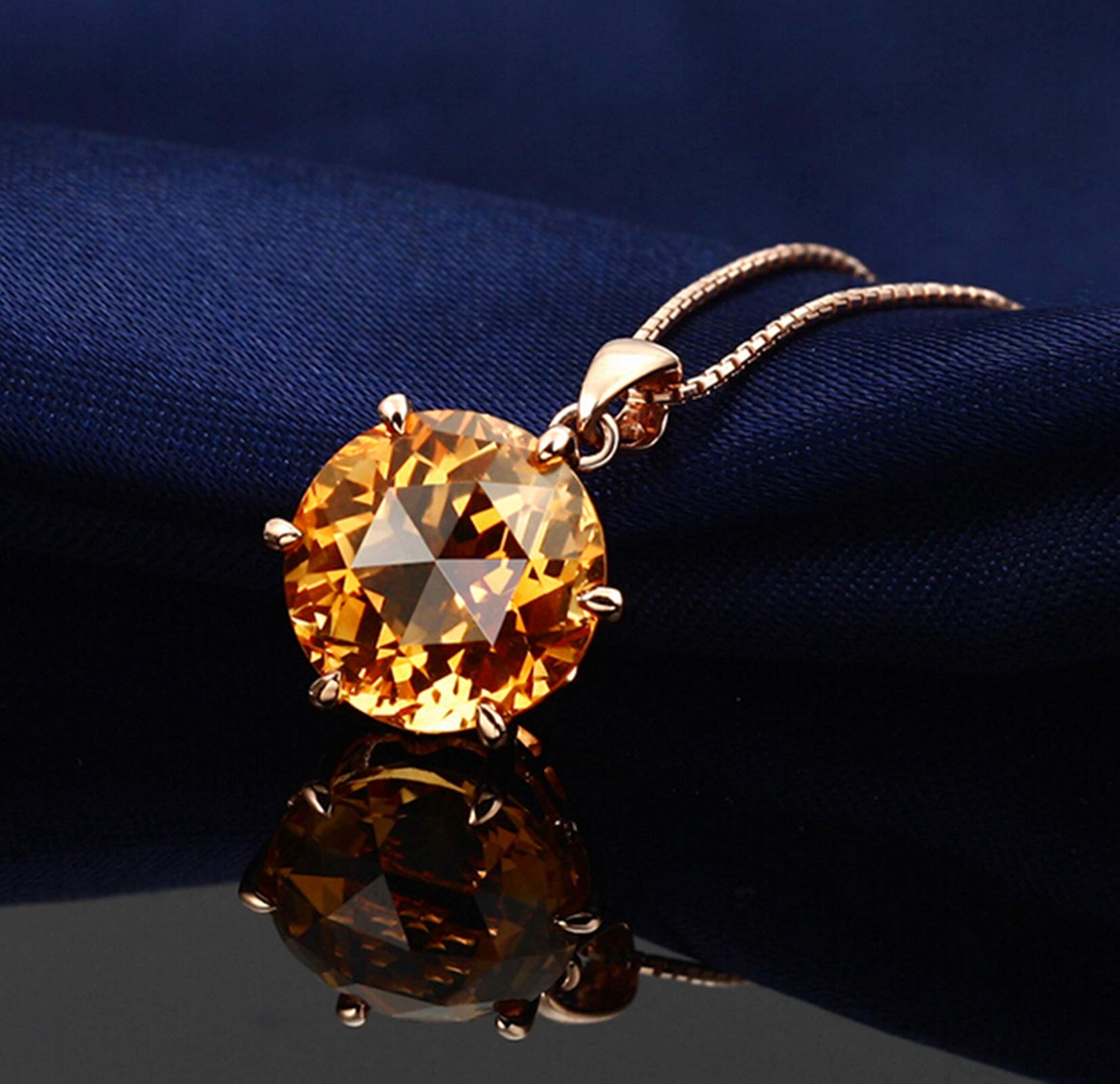 Damen-Ring aus 18-karätigem Gold, gelbe runde Form, 6,75 ct Citrin, Ehering, Verlobungsring