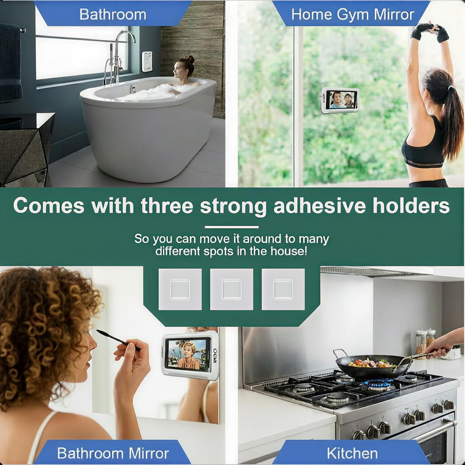 Shower Phone Holder Waterproof, 480° Rotatable Retractable Angle Adjustable Bathroom Wall Phone Mount Stand, Phone Holder for Shower, Anti-Fog Touchscreen Phone Shower Holder for 4-7'' Cellphones