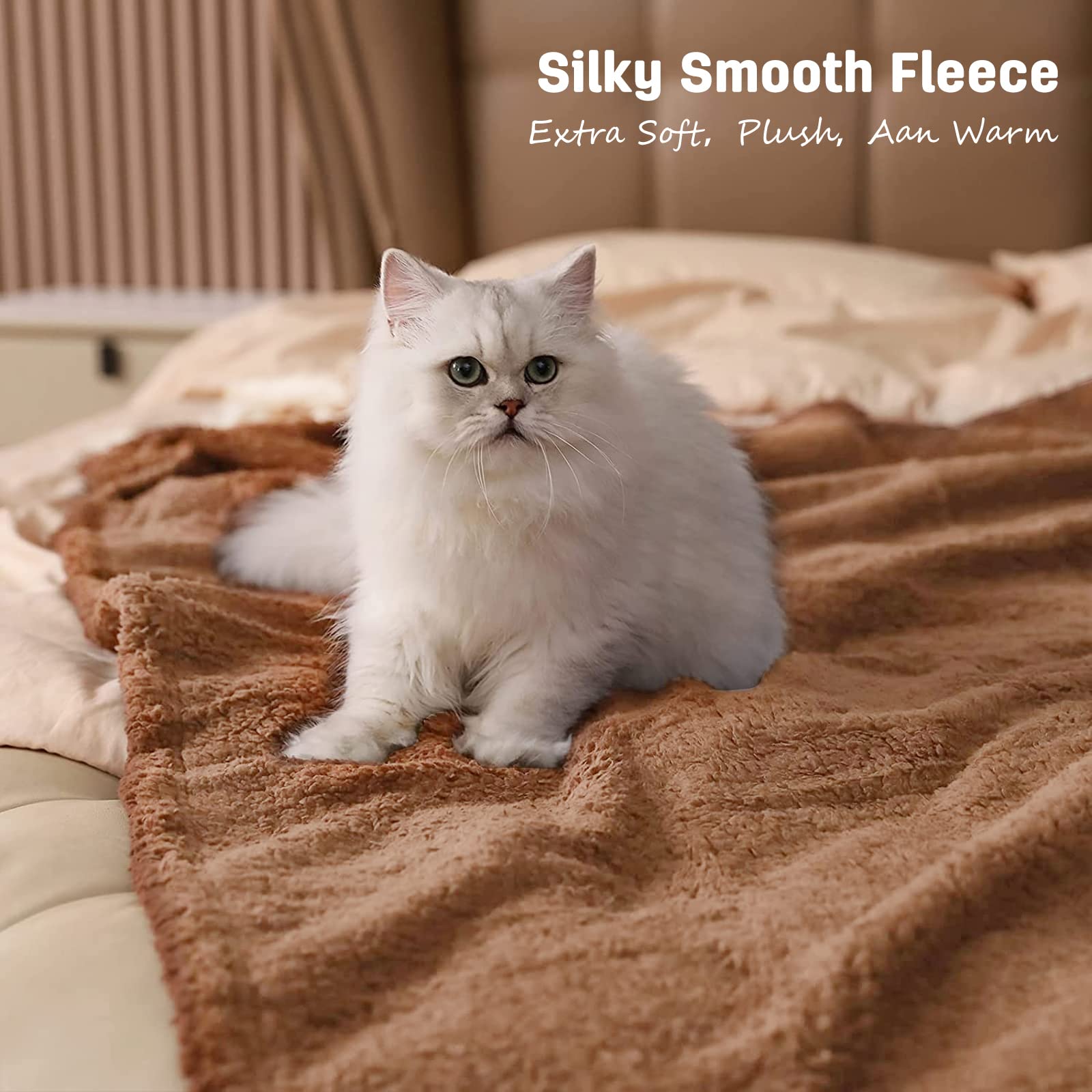 PETCUTE Manta Suave de Felpa para Perros Gatos,Manta Impermeable para Perros,Manta Felpa Sofa para Perros Gatos Mascotas,Reversible,Lavable a Máquina,Manta para Mascotas para Exteriores