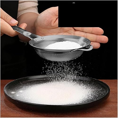 Miniatura 5 de Colador de perforación Tamiz de malla fina de acero inoxidable Colador pequeño con mango Cuchara descremada de metal