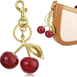 Oasisgalore Glitter Cherry Charm for Purse, Bag Charm, Accessories Bag Charms for Handbags, Purse Keychain, Cherry Keychain Accessory - Red, Medium