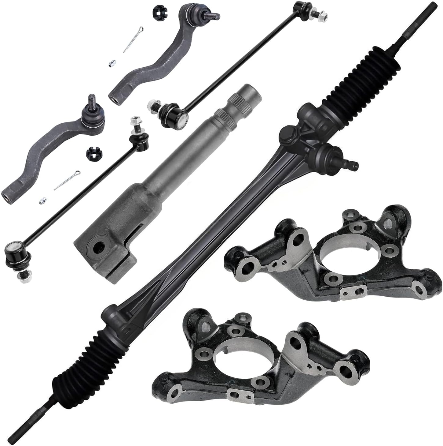8pc Steering Rack and Pinion Lower Intermediate Steering Shaft & Knuckles Kit