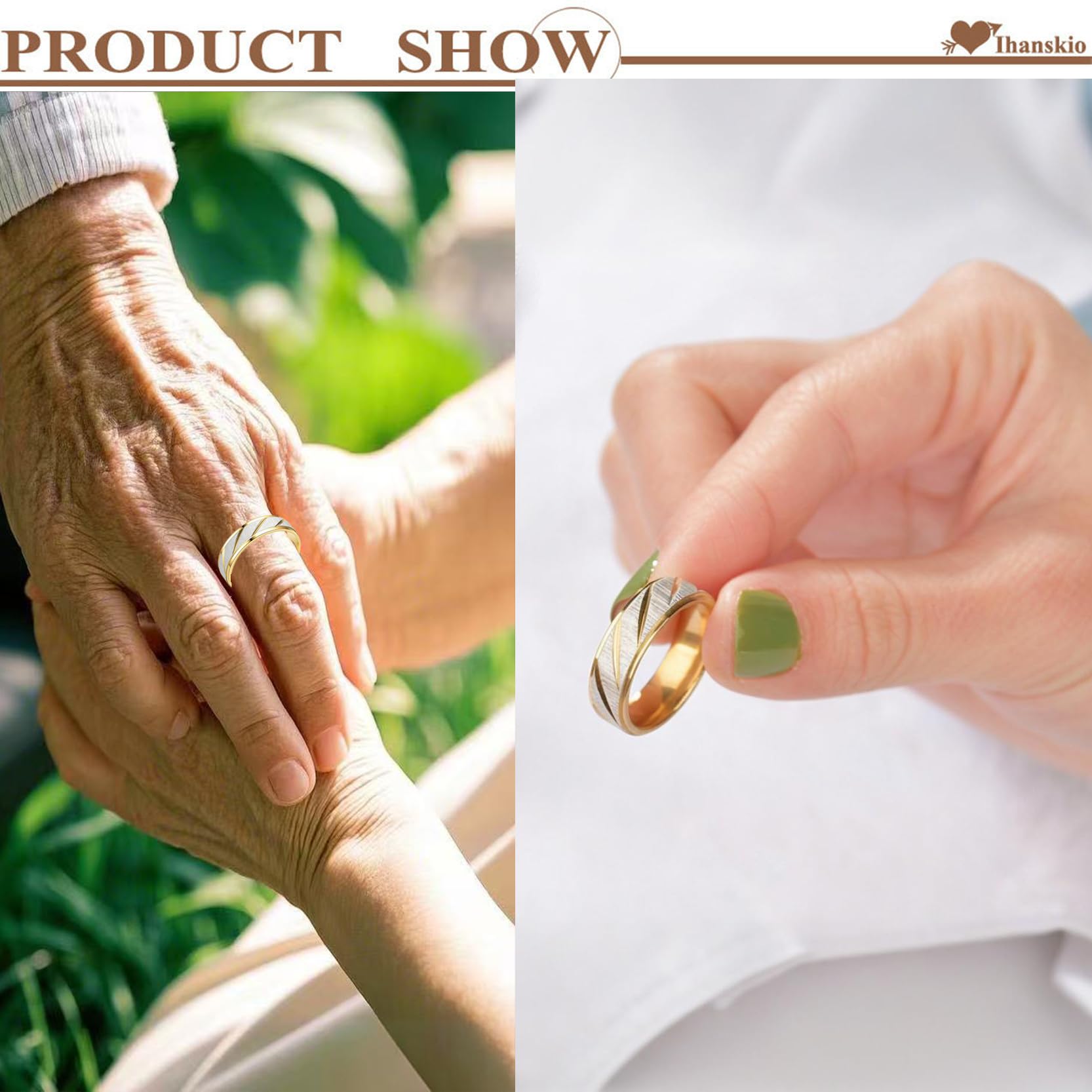 Anillo personalizado para pareja anillos de patrón de rayas de doble Color en el interior puede grabar de Compromiso de boda de promesa