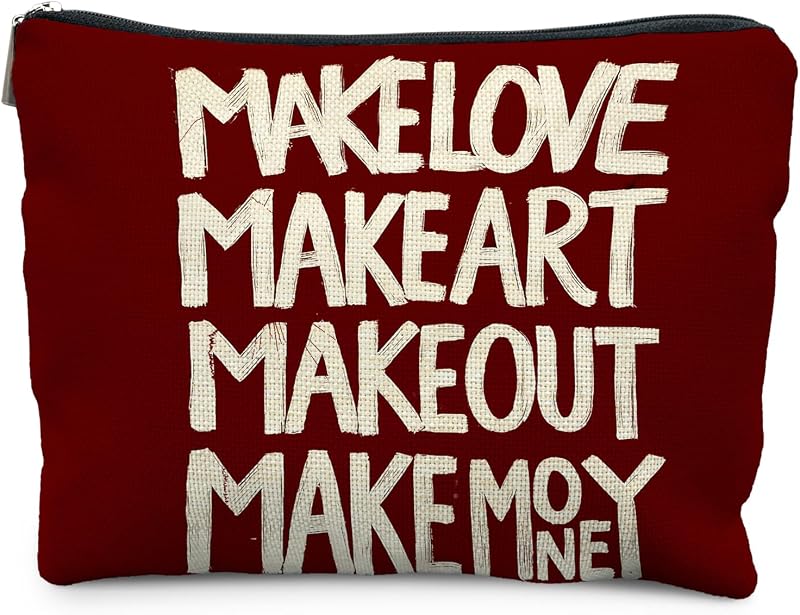 Necessaire de maquiagem UNCDLV com zíper e estampa de letras, 20,07 cm x 19,05 cm x 0,76 cm