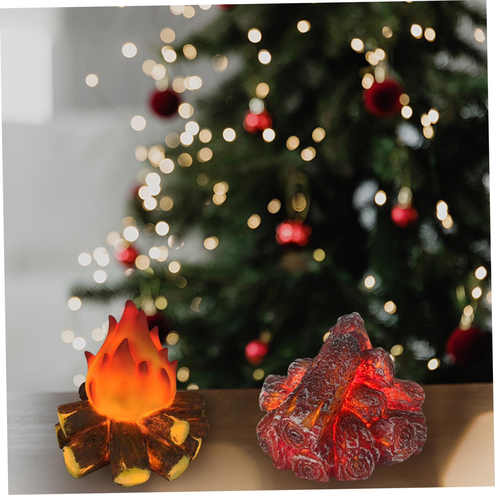 Artificial LED Campfire Night Light - Battery Operated Fake Fire Pit Decor