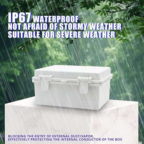 Miniatura 3 de MAKERELE - Caja eléctrica exterior impermeable con cerradura y soporte de pared con bisagras, cubierta de plástico gris, caja de plástico ABS IP65