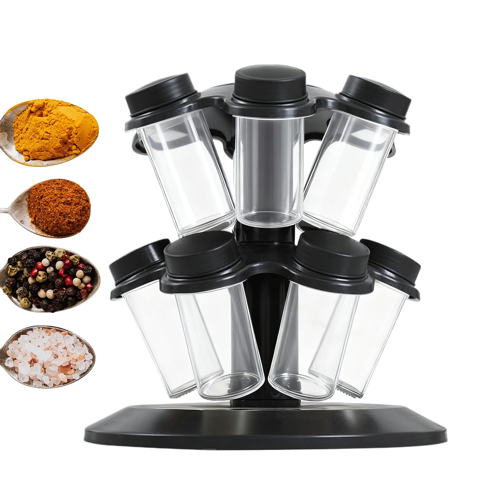 Organizador giratorio de condimentos – Estante de almacenamiento de condimentos de 12 tarros, soporte de condimentos de gran capacidad, para el hogar, cocina, despensa, gabinete, refrigerador