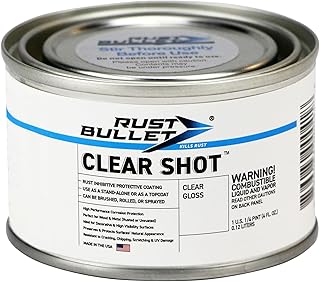 RUST BULLET Clear Shot - Clear Gloss - 1/4 Pint - Clear Coat for Automotive, Wood, & Metal Projects, UV Resistant Coating Won't Crack, Chip, Peel or Yellow