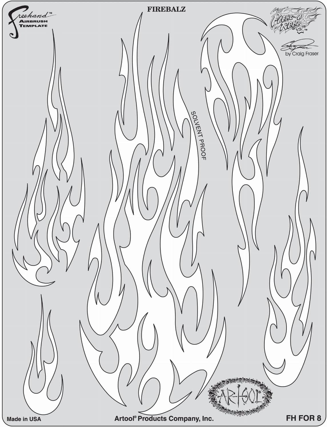 ARTOOL FH FOR 8 Flame-o-rama 2 Firebalz Freehand Airbrush Template by Craig Fraser