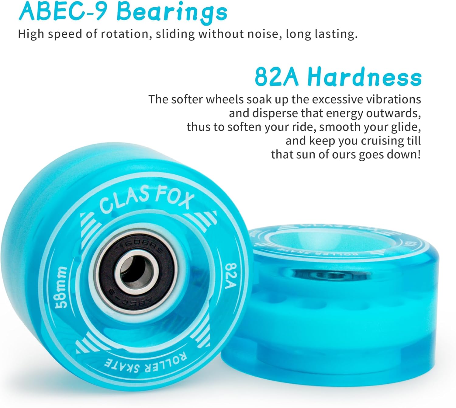 Roller Skate Wheels Outdoor or Indoor 58mm32mm 82A (Set of 8) (Blue)