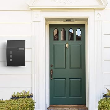 SONGMICS Mailbox, Wall-Mounted Lockable Post Letter Box