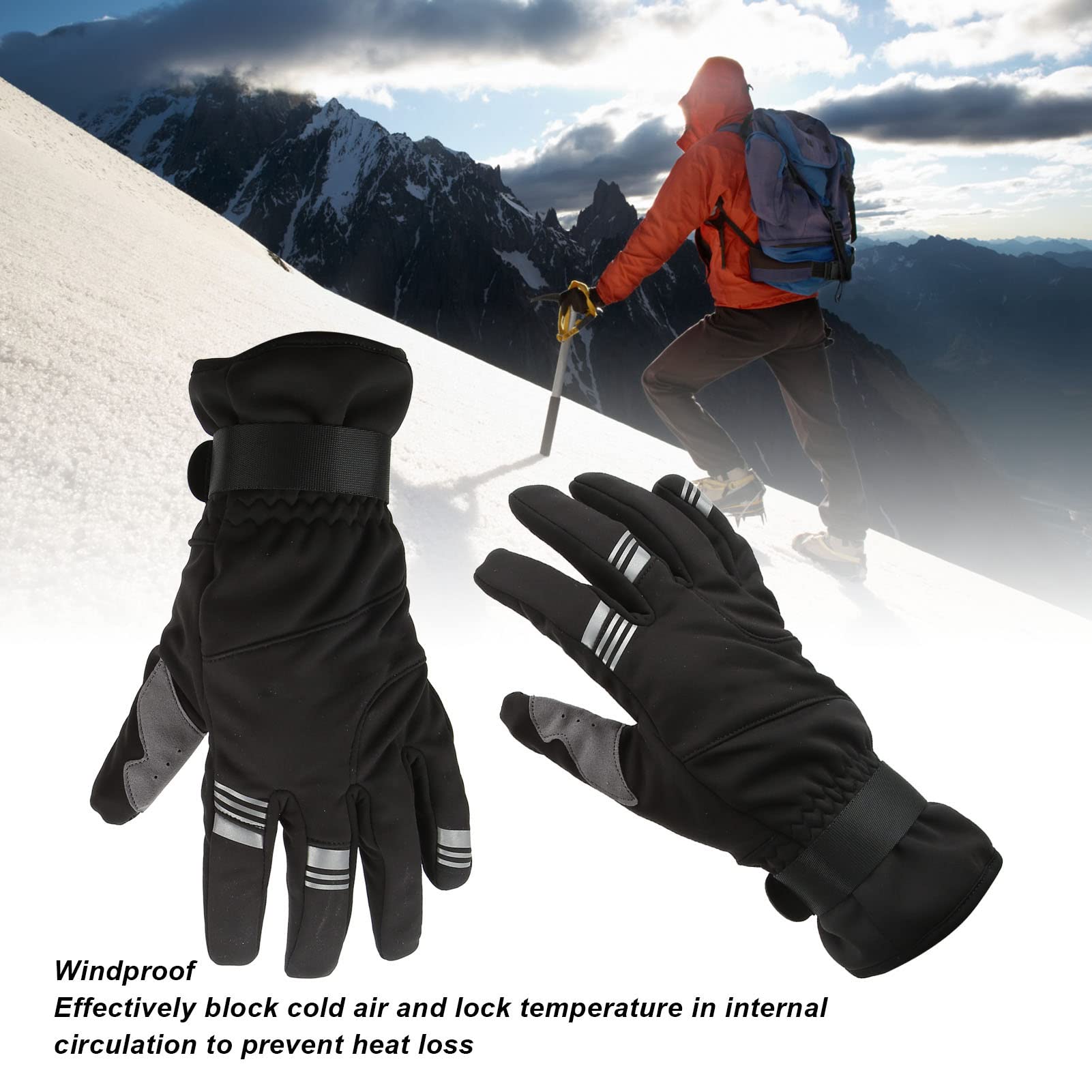 Guantes de Ciclismo a Prueba de Viento térmicos Pantalla táctil Guantes de Dedo Completo para esquí de Invierno