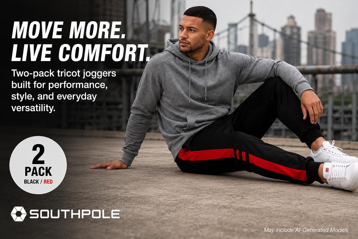 Southpole Mens Jogger Pants - Lightweight Tricot Track Joggers with Pockets, Athletic Sweatpants for Men