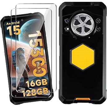 Mobile Phone Case Compatible with Cubot Kingkong Power 5 Case Black with 2 Pieces Tempered Glass Screen Protector Soft Black Protective Case Strong Protection Silicone Case TPU Cover 6.88