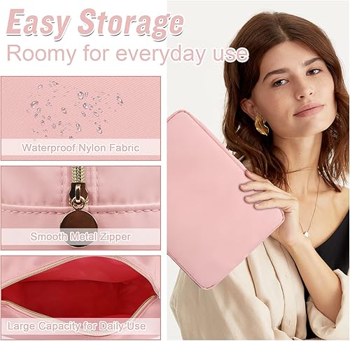 Miniatura 3 de izuzta Nylon Lager Pequeño Slim Mini Maquillaje Bolsa Organizador, Rosado, Viajes