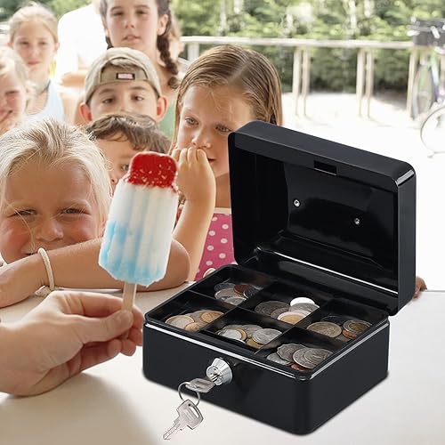 Miniatura 2 de KYODOLED Caja de efectivo con bandeja de dinero,Pequeña caja de seguridad con llave,Cajón de efectivo