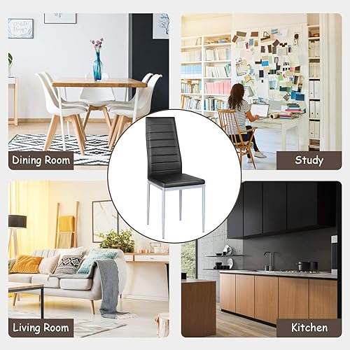 Miniatura 8 de Giantex Juego de 4 sillas laterales de comedor de piel sintética con protección acolchada para el pie del asiento, marco estable, sillas de comedor