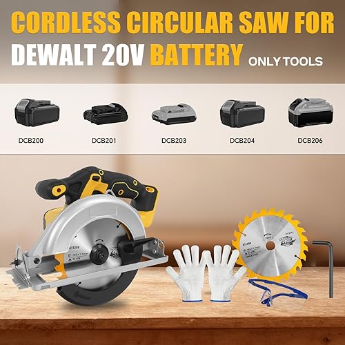 Miniatura 2 de Sierra circular inalámbrica para batería Dewalt de 20 V, sierras sin escobillas, hoja de 6-12 pulgadas, bisel de corte de 0-45, profundidad de corte