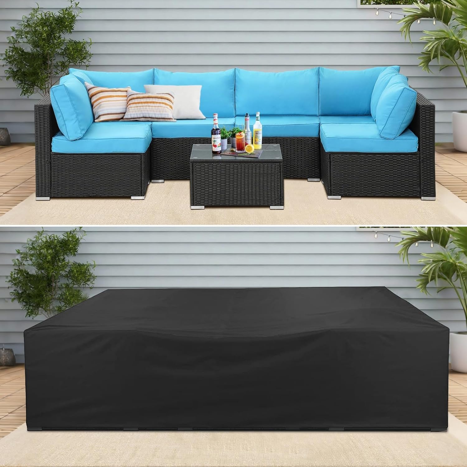 Coprimobili da Giardino Impermeabili 230x180x100cm/LxPxA Copri Tavolo Esterno Impermeabile,Esterno Telo Copri Mobili da Giardino,Tessuto Oxford Anti-UV Antineve Antivento