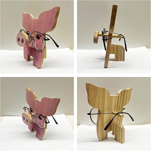 Miniatura 10 de Estante de almacenamiento de gafas de animales hecho a mano 2023, soporte de madera para gafas de animales de 5.9 pulgadas, soporte para gafas de