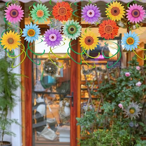 Miniatura 4 de jiebor 60 piezas de flores de primavera colgantes, girasol, girasol, temática de verano, decoraciones de fiesta de cumpleaños para ducha, boda,