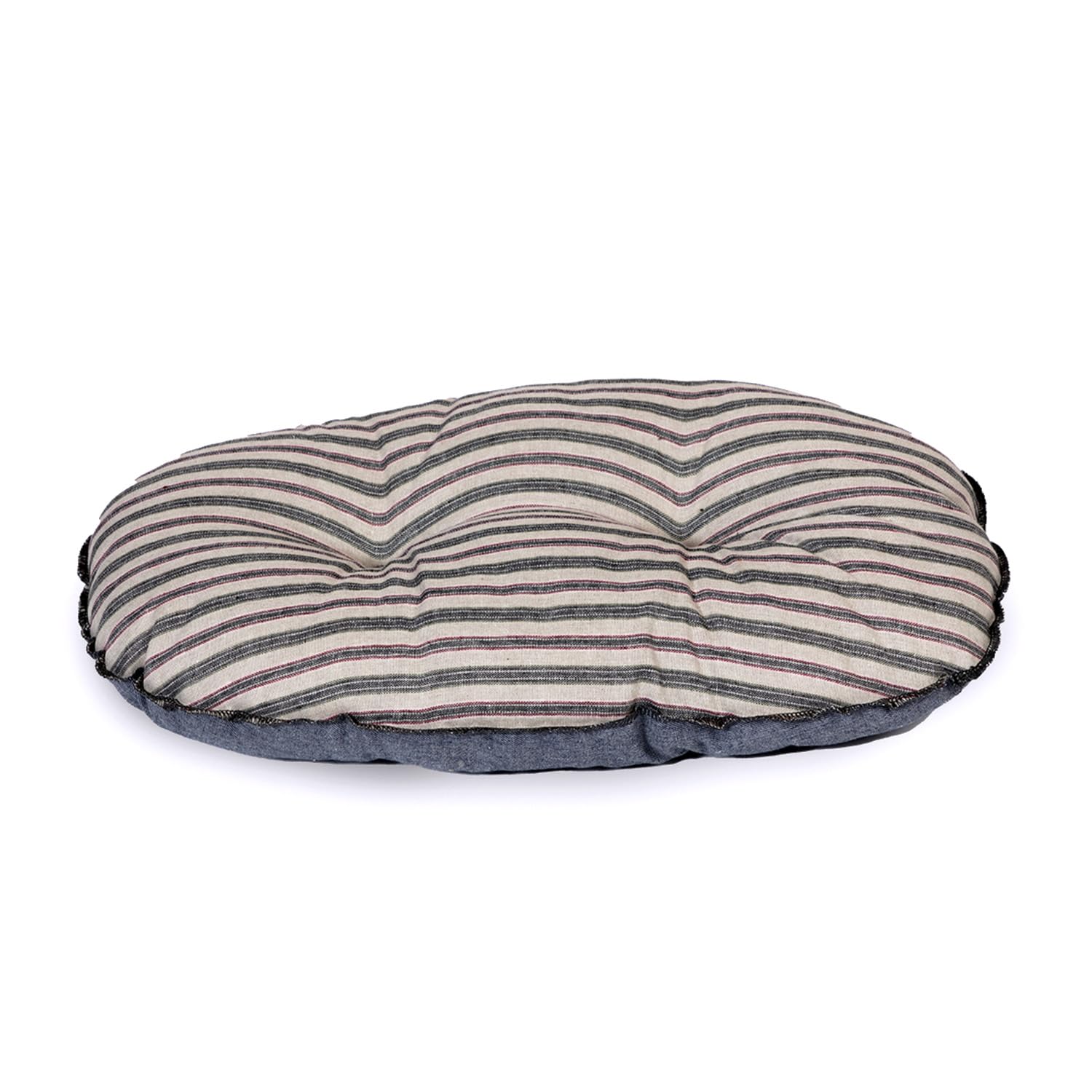 Danish Design Denim Rustic Stripes Quilted Pet Mattress - 53X37x13cm Small